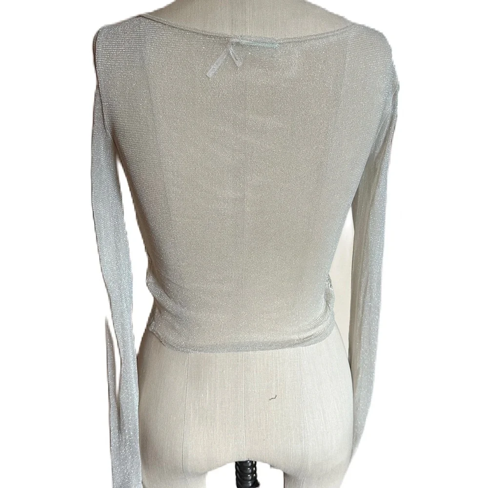 Kimchi Blue Sheer Shimmer Long Sleeve Top With Lace. Size Medium